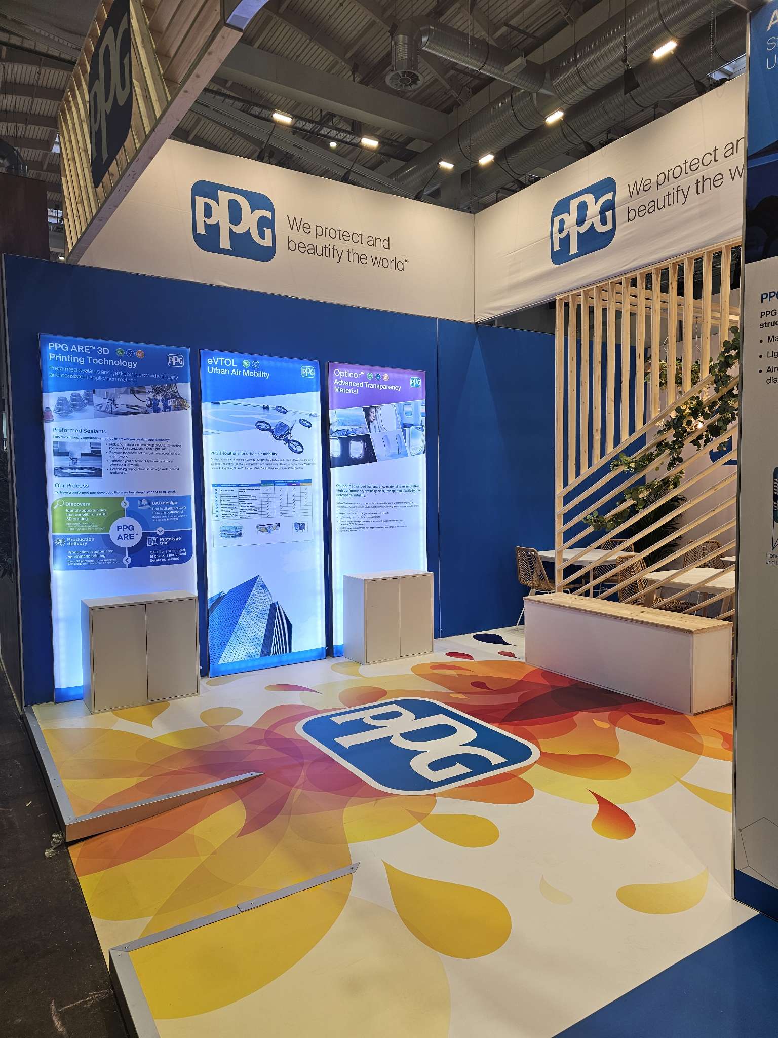 Sol personnalisé pour le stand de PPG au salon Aircraft en 2024 à Hambourg